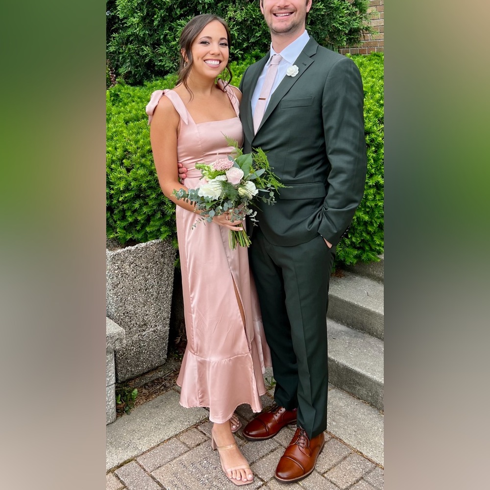 Show Me Your Mumu - Claire Midi Dress - Rose Gold Luxe Satin - S